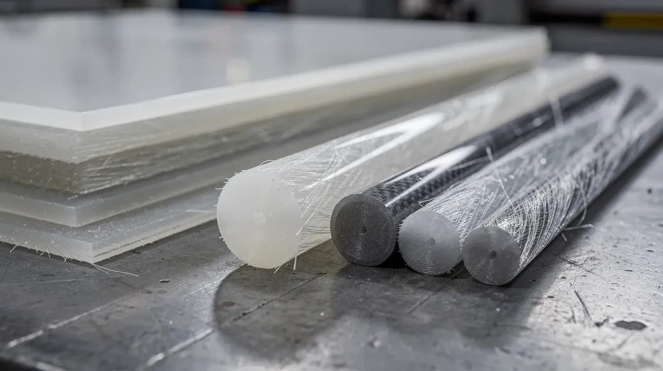 Reinforced plastic rods and sheets